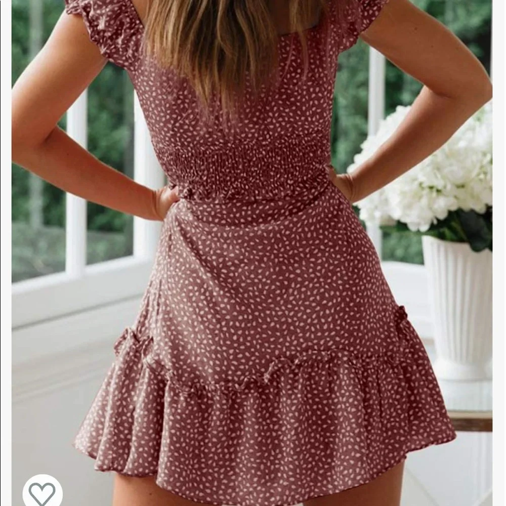 Ruffle Sleeve Sweetheart Neckline Summer Mini Dress. - Picture 3 of 5